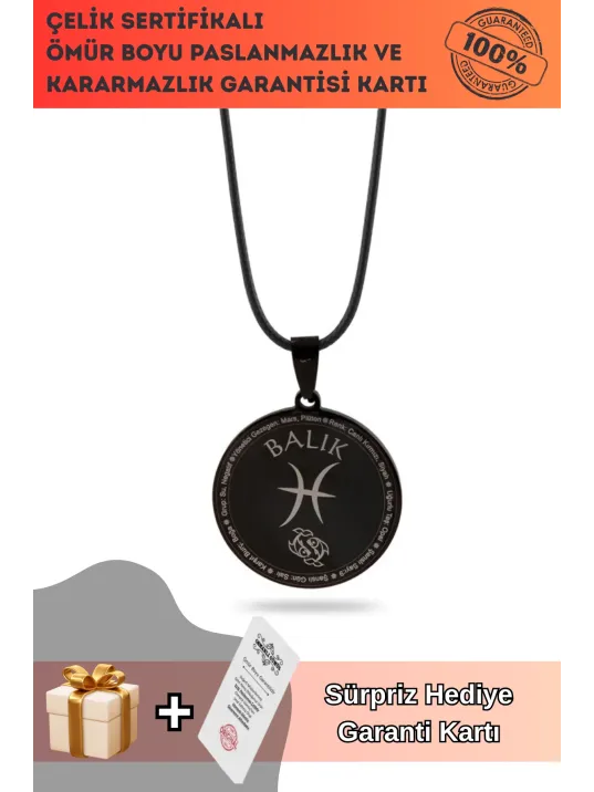 Balık Burcu Kolyesi Kadın Erkek Çelik Deri Kolye CKLBALIKBUR-SYH Balık Burcu Kolyesi Kadın Erkek Çelik Deri Kolye CKLBALIKBUR-SYH