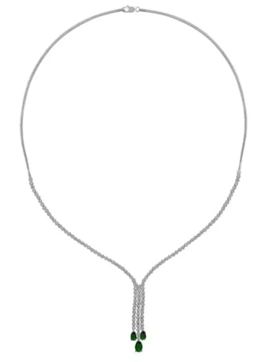Berva Zümrüt Taşlı Bayan Gümüş Kolye