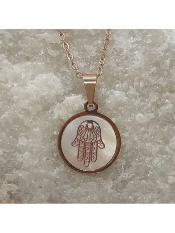 Fatma Ana Eli Paslanmaz Çelik Rose Renk Bayan Kolye