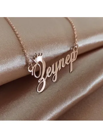 Kral Taç Yazılı Imza Rose Renk Bayan Gümüş Kolye Zincir Gklrosısımt Kral Taç Yazılı Imza Rose Renk Bayan Gümüş Kolye Zincir Gklrosısımt