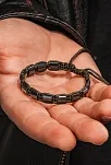 Erkek Kadın Doğal Taş Bileklik - Siyah Hematit Doğal Taşlı Makrome Model 3 Unisex Bileklik