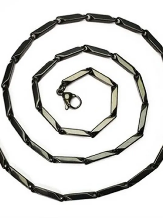 Çelik Erkek Kolye Zincir Metalik Siyah Renkli Model