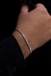 Erkek Gümüş Bileklik -Küp Zincirli Beyaz Zirkon Taşlı Gümüş Bileklik