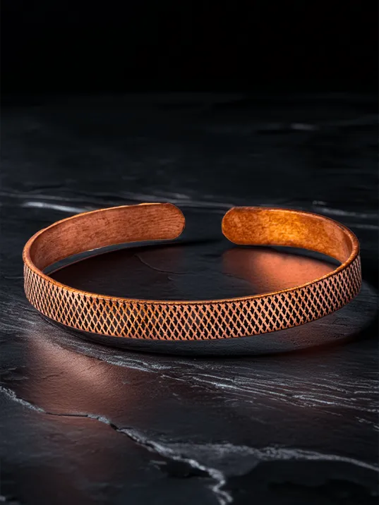 Erkek Kadın Bakır Bileklik - Yatay Çizgili Erkek Kadın Bileklik Bilezik