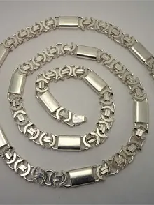 Parçalı Euro Kral Erkek Gümüş Kolye Zincir Parlak Kalın Model