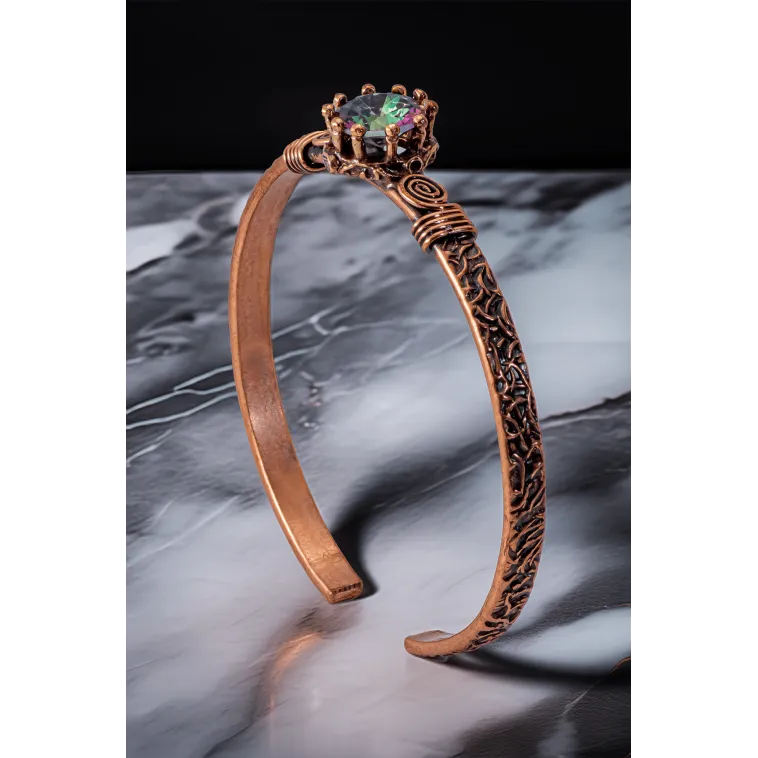 Kadın Bakır Bileklik Yüzük Set - Mistik Topaz Ağaç Kabuğu Model İnce Metal Kutu Kuvars Taşlı Set Kadın Bakır Bileklik Yüzük Set - Mistik Topaz Ağaç Kabuğu Model İnce Metal Kutu Kuvars Taşlı Set