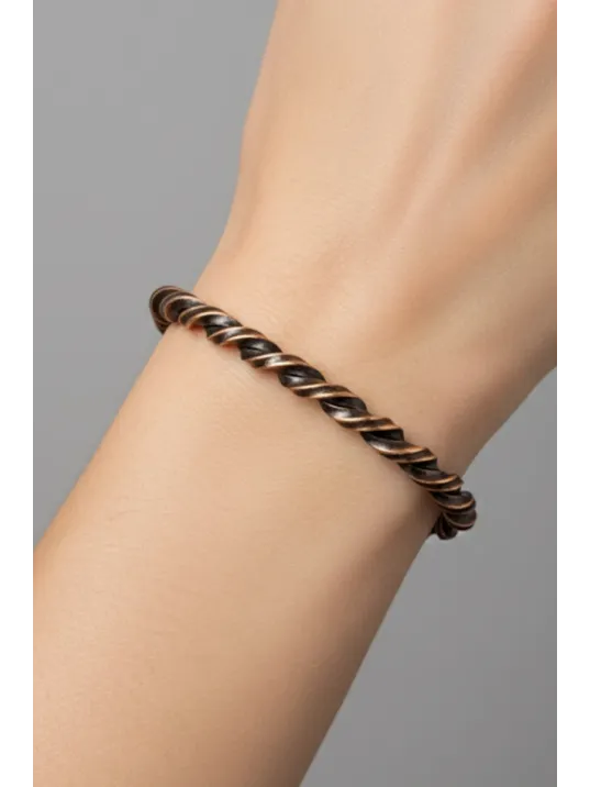 Tork Model %100 Saf Bakır Erkek Kadın Bileklik – Metal Kutu ve Doğal Taşlar