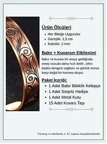 Kadın Erkek Saf Bakır Bileklik Içi Koruma Dualı Gravitür Model Metal Kutu Doğal Taşlar