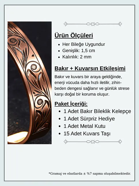 Kadın Erkek Saf Bakır Bileklik Içi Koruma Dualı Gravitür Model Metal Kutu Doğal Taşlar