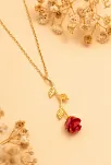 Ters Gül Model 2 Rose Renk Gümüş Kolye Gkltrsgulm1-ros