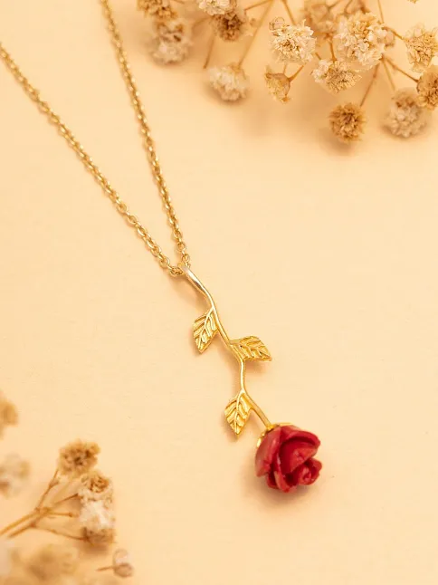 Ters Gül Model 2 Rose Renk Gümüş Kolye Gkltrsgulm1-ros