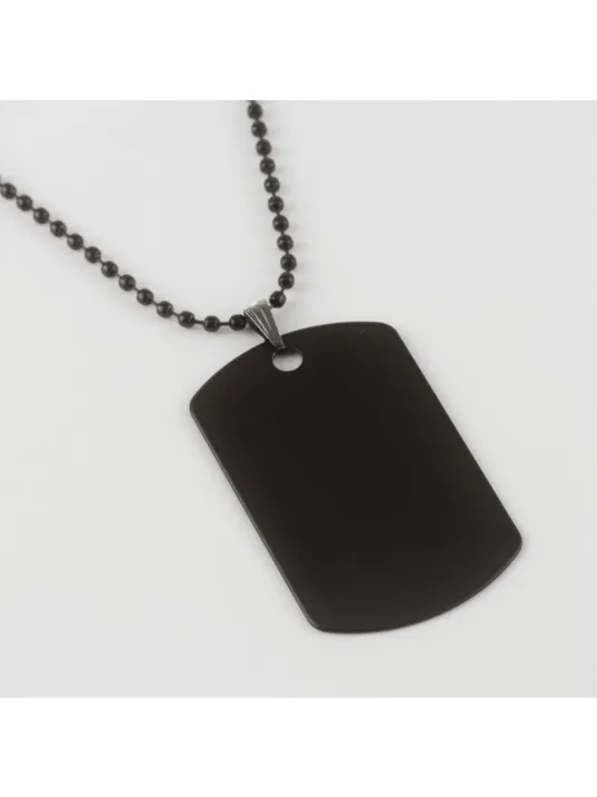Erkek Çelik Kolye - İsim Yazılabilir Siyah Top Zincirli Asker Künyesi