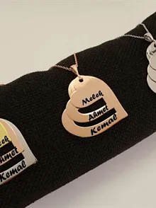 Kişiye Özel 3 Isimli Kalpli Gümüş Kolye