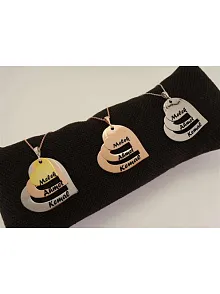 Kişiye Özel 3 Isimli Kalpli Gümüş Kolye
