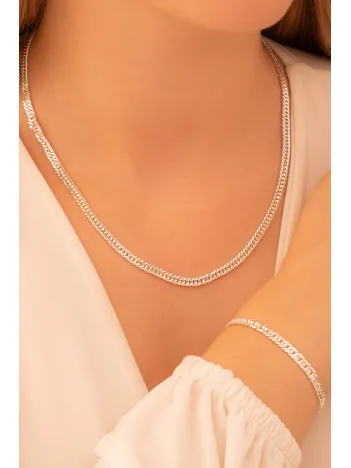 Kadın Gümüş Set - 4 mm Oluklu Nano Model Zarif Kadın Set