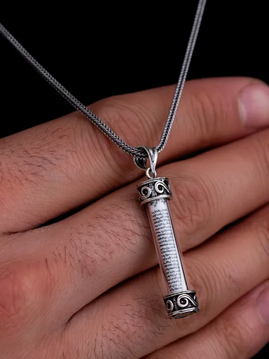 Camlı Gümüş Cevşen Muska Erkek Kolye Zincir Camlı Gümüş Cevşen Muska Erkek Kolye Zincir