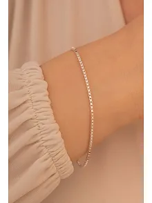 Kadın Gümüş Bileklik - 925 Ayar 1.5 mm Küp Zincir Gümüş Bileklik