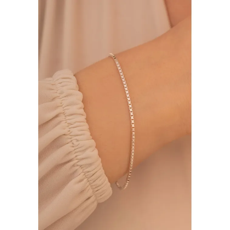 Kadın Gümüş Bileklik - 925 Ayar 1.5 mm Küp Zincir Gümüş Bileklik