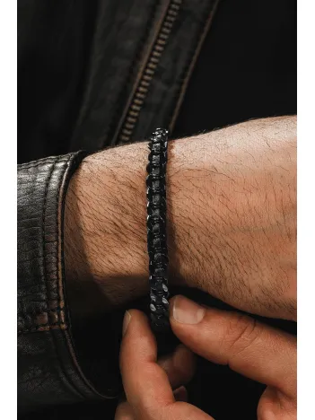 Çelik Bileklik - Siyah Seramik Modern Çelik Bileklik