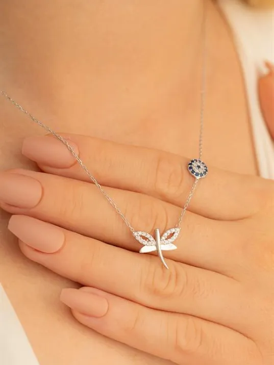 Yusufçuk Nazarlıklı Gümüş Bayan Kolyesi Yusufçuk Nazarlıklı Gümüş Bayan Kolyesi