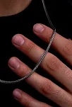 3mm Kalın Tilki Kuyruğu Gümüş Erkek Kolye Zincir