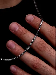 3mm Kalın Tilki Kuyruğu Gümüş Erkek Kolye Zincir