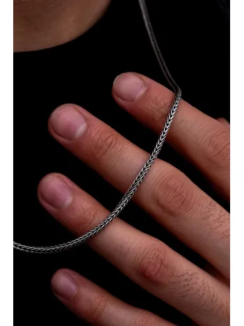 3mm Kalın Tilki Kuyruğu Gümüş Erkek Kolye Zincir