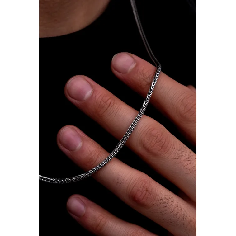 3mm Kalın Tilki Kuyruğu Gümüş Erkek Kolye Zincir 3mm Kalın Tilki Kuyruğu Gümüş Erkek Kolye Zincir