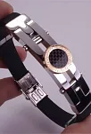 Grek Karbon Tasarımlı Kauçuk Çelik Erkek Bileklik Künye