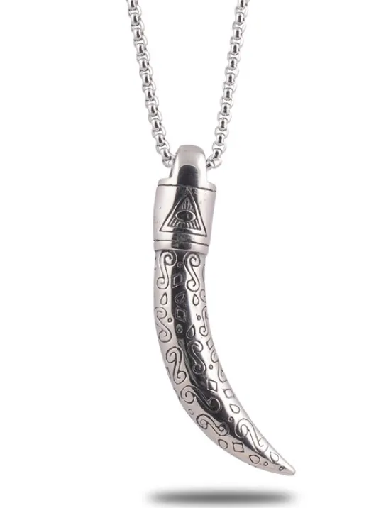 OttoMan Fil Dişi Erkek Çelik Zincir Kolye CKLFILDISFG-GMS