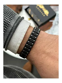 Erkek Doğal Hematit Taşlı Ayarlanabilir Doğal Taş Bileklik