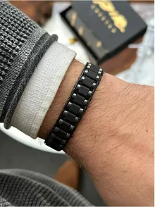 Erkek Doğal Hematit Taşlı Ayarlanabilir Doğal Taş Bileklik