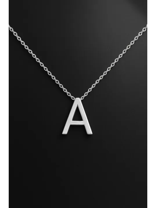 Kadın Gümüş Harf Kolye - 3 Boyutlu 925 Ayar Gümüş H Harfi Kolye