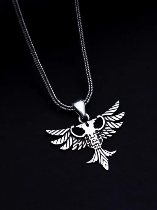 Polis Özel Harekat Çift Başlı Kartal Erkek Gümüş Kolye Zincir