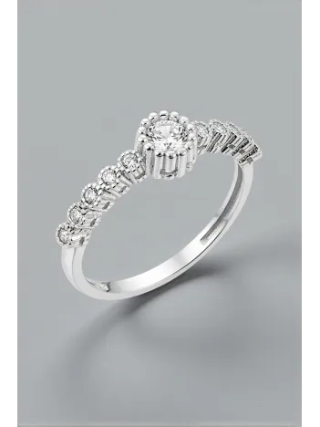 Parla Model Zirkon Taşlı Gümüş Su Yolu Kadın Yüzük