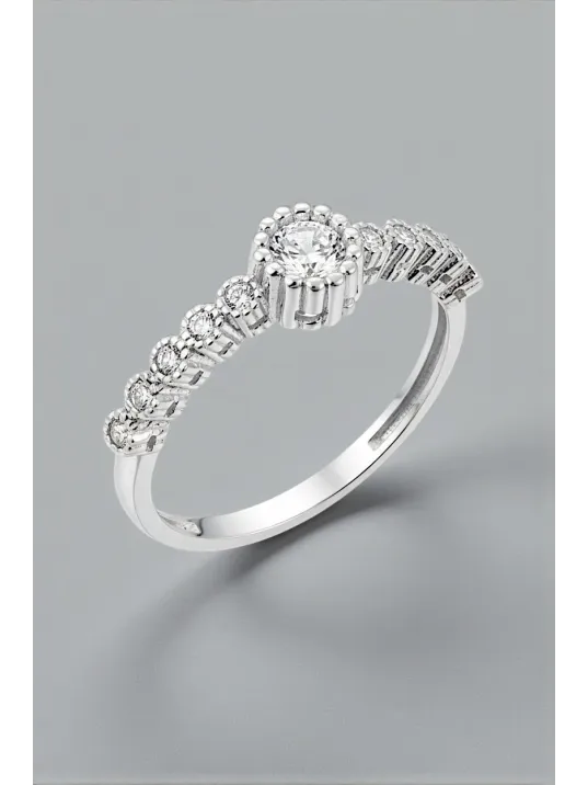 Parla Model Zirkon Taşlı Gümüş Su Yolu Kadın Yüzük