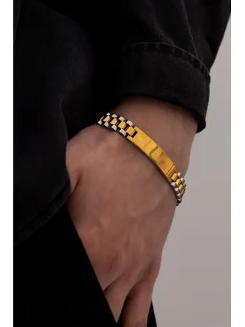 Erkek Çelik Bileklik - İsim Yazılan Lüks Bukle Model Çelik Bileklik Künye