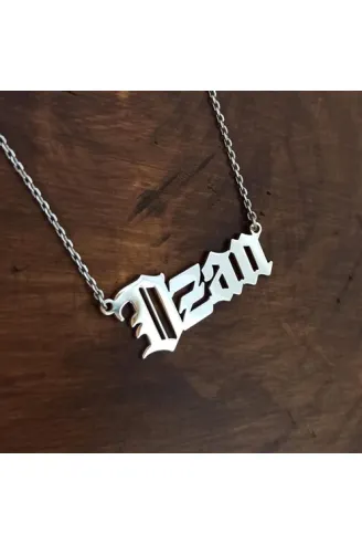 Kişiye Özel Gotik İsim Yazılan Gümüş Renk Erkek Gümüş Kolye Zincir GKLGMSKISIM