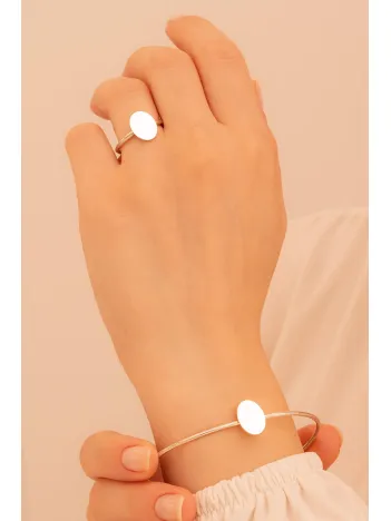 Kadın Gümüş Set - El İşçiliği Gümüş Elips Motifli Kadın Set