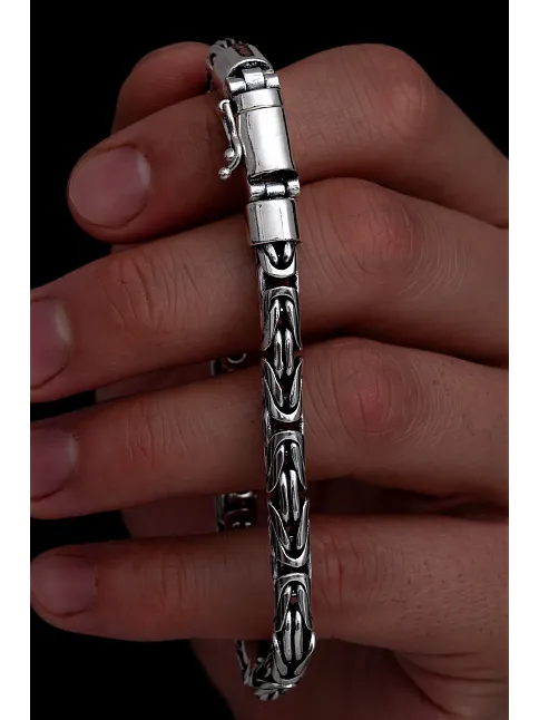 6 mm Özel Kilit Tasarımlı Yuvarlak Kesim Kral Model Erkek Gümüş Bileklik 6 mm Özel Kilit Tasarımlı Yuvarlak Kesim Kral Model Erkek Gümüş Bileklik