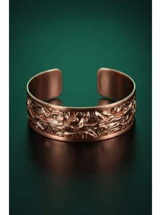 Kadın Bakır Bileklik - Bej Sonbahar Işıltısı Kalın Model Bakır Kadın Bileklik