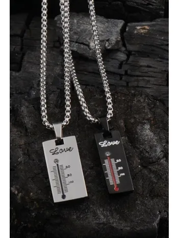 OttoMan Aşk Ölçer Erkek Çelik Zincir Kolye CKLASKOLCER-GMS
