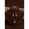Kadın Gümüş Set - Mekik Model Safir Taşlı Baget Süslemeli Rodyumlu Kadın Set Kadın Gümüş Set - Mekik Model Safir Taşlı Baget Süslemeli Rodyumlu Kadın Set