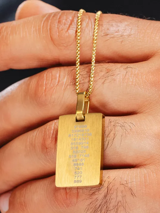 YantraX Altın Kaplama Çelik Erkek Kolye Sri Yantra ve Kubera Yantra Sembolü Kararmaz Paslanmaz