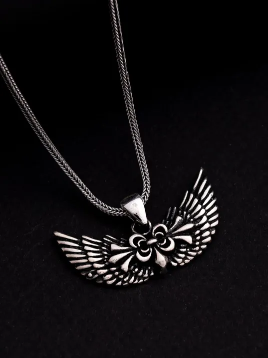 Melek Kanadı Gümüş Erkek Kolye Zincir