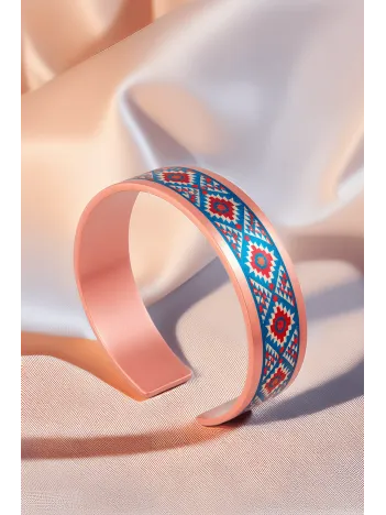 Kadın Bakır Bileklik - Dolores Model Özel Baskı Metal Kutu Ve Kuvars Taşı