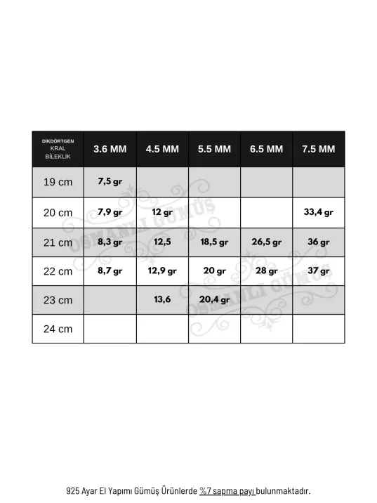 Erkek Gümüş Bileklik - Dikdörtgen Kesim Yassı Kral Gümüş Bileklik