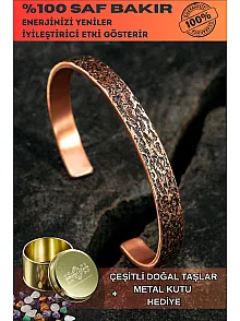 Ağaç Kabuğu Model Bakır Bileklik El Işçiliği Kelepçe Metal Kutu Doğal Taşlar Kadın Erkek Bilezik