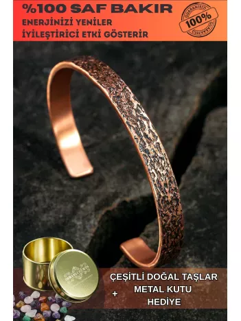 Ağaç Kabuğu Model Bakır Bileklik El Işçiliği Kelepçe Metal Kutu Doğal Taşlar Kadın Erkek Bilezik