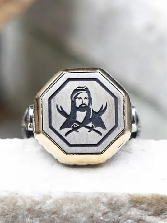 Hz. Ali ve Zülfikar Kılıç Model Erkek 925 Ayar Gümüş Yüzük GYZENDALIZL-GMS